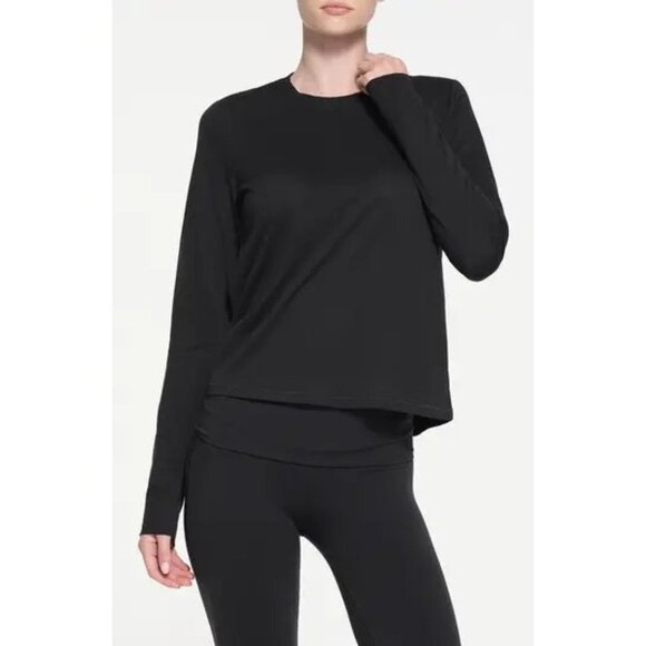 NWT SKIMS RELAXED L/S BLACK TEE SZ SMALL - Picture 1 of 2